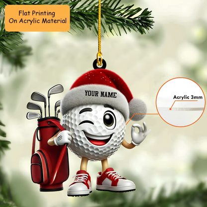Personalized Golf Player Cart  Acrylic Ornament, Golf Keychain, Car Ornament, Christmas Ornament Gifts