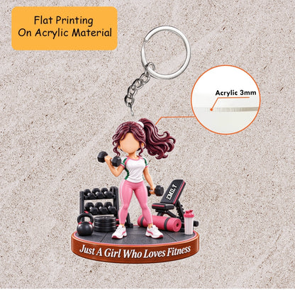Personalized Fitness Christmas Flat Printed Acrylic Ornament, Just A Girl Who Loves Fitness, Custom Ornament Christmas Gift, Keychain Fitness, Car Ornament Fitness