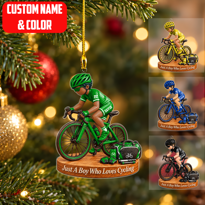 Personalized Cycling Christmas Flat Printed Acrylic Ornament, Road Biking Action Setup, Custom Ornament Christmas Gift, Keychain Cycling, Car Ornament Cycling
