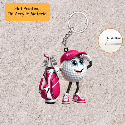 Personalized Golf Christmas Ornament, Cute Golf Ball Mascot, Custom Ornament Christmas Gift, Keychain Golf, Car Ornament Golf