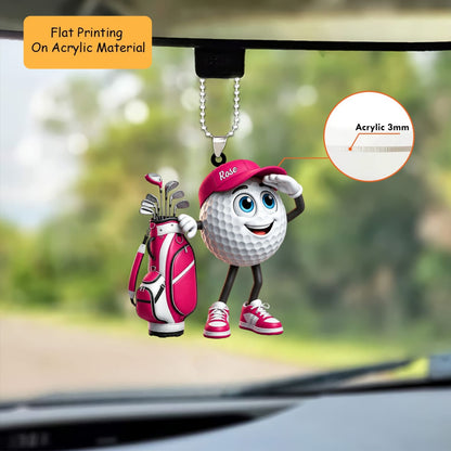 Personalized Golf Christmas Ornament, Cute Golf Ball Mascot, Custom Ornament Christmas Gift, Keychain Golf, Car Ornament Golf