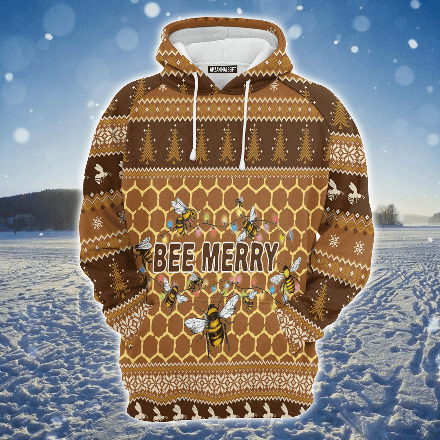 Bee Premium Christmas Hoodie, Bee Merry Christmas Unisex Hoodie For Men & Women - Perfect Gift For Christmas, Bee Lover