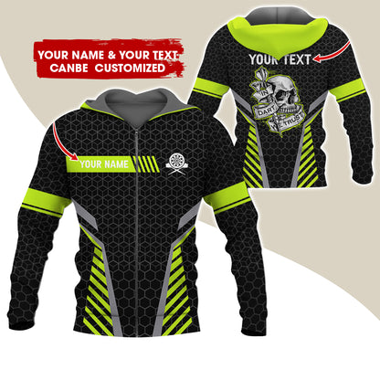 Customized Name & Text Skull Darts Premium Zip Hoodie, Custom Honeycomb Pattern Darts Zip Hoodie For Men & Women - Gift For Darts Lovers, Darts Players