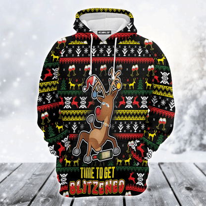Reindeer Premium Christmas Hoodie, Time To Get Blitzened Unisex Hoodie For Men & Women - Perfect Gift For Christmas, Friends, Family
