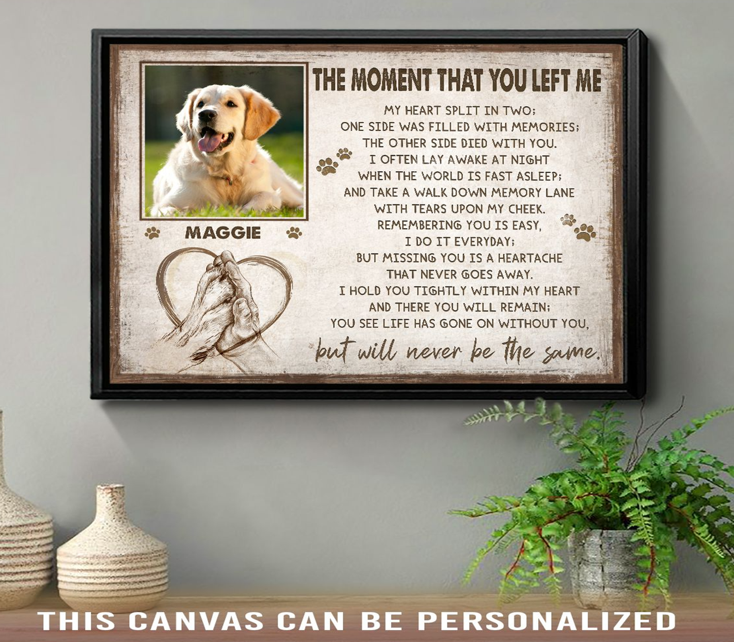 Personalized Pet Photo Gifts, The Moment That You Left Me Canvas, Memorial Gift Ideas For Loss Of Pet Gift For Grieving Dog Owner, Friends, Family
