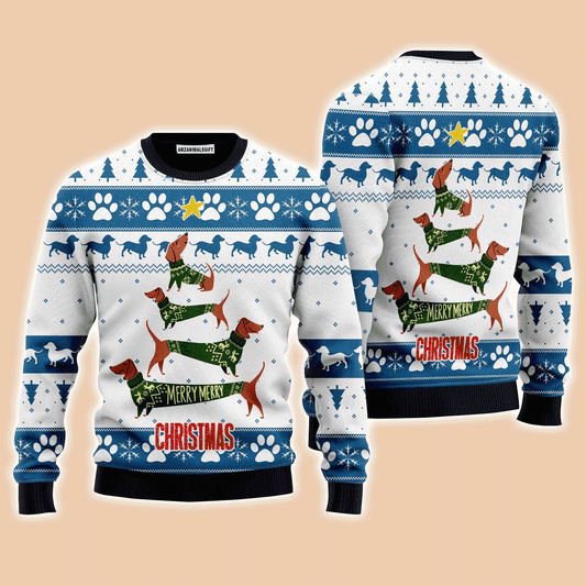 Cute Dachshund Sweater Merry CHristmas, Ugly Sweater For Men & Women, Perfect Outfit For Christmas New Year Autumn Winter