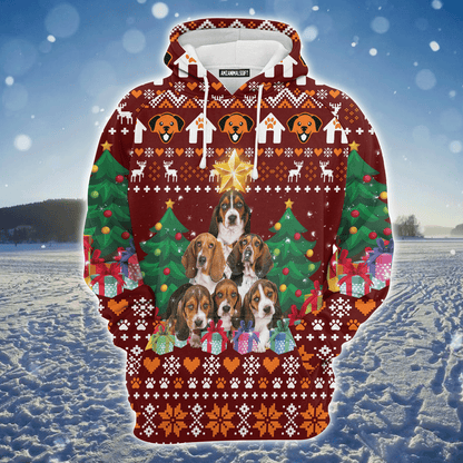 Basset Hound Premium Christmas Hoodie, Basset Hound Pine Tree Christmas Unisex Hoodie For Men & Women - Perfect Gift For Christmas, Friends, Family