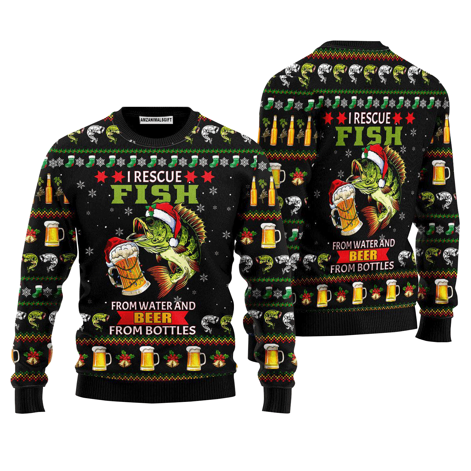 Fishing & Beer Sweater I Rescue Fish From Water And Beer, Ugly Sweater For Men & Women, Perfect Outfit For Christmas New Year Autumn Winter