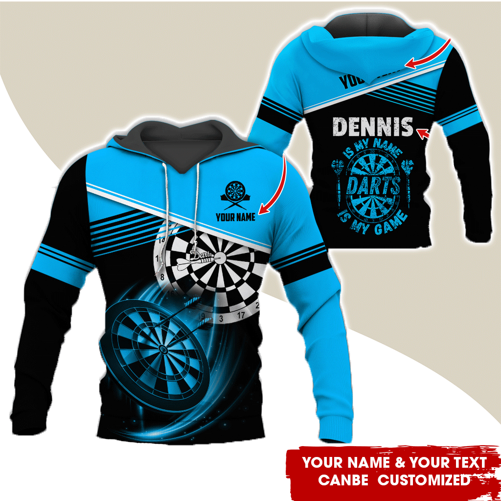 Customized Name & Text Darts Skull Premium Hoodie, Is My Name Player Darts Hoodie, Perfect Gift For Darts Lovers, Darts Player