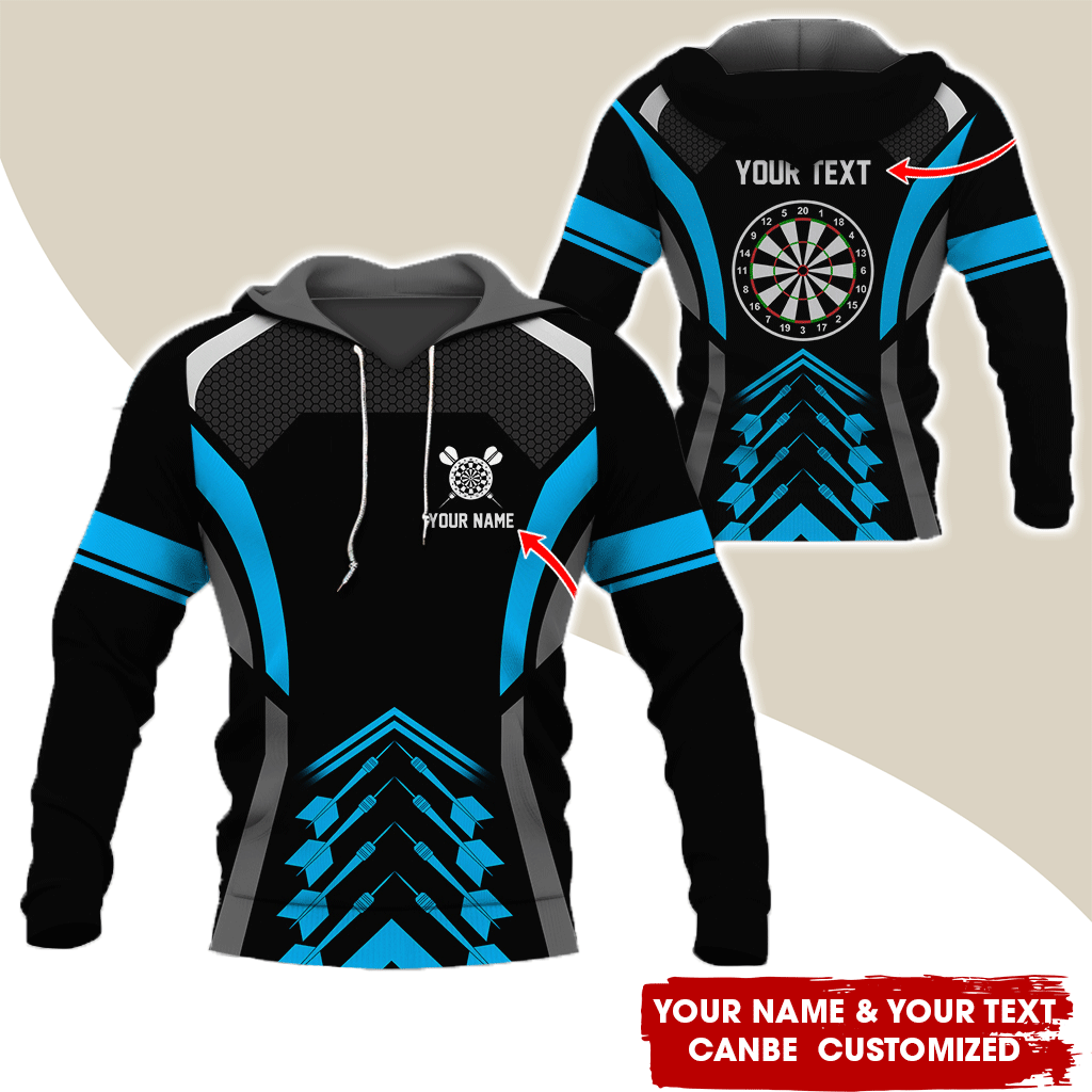 Customized Name & Text Darts Premium Hoodie, Dartboards Pattern Hoodie For Darts Player, Perfect Gift For Darts Lovers, Friend, Family