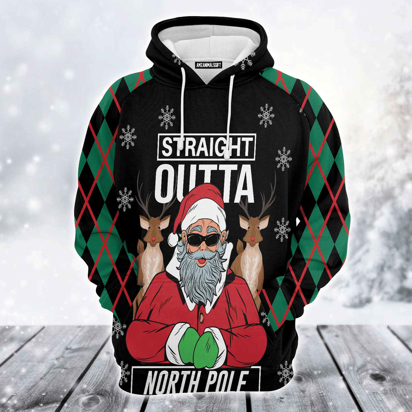 Santa Claus Premium Christmas Hoodie, Santa Claus Straight Outta North Pole Unisex Hoodie For Men & Women - Perfect Gift For Christmas, Friends, Family