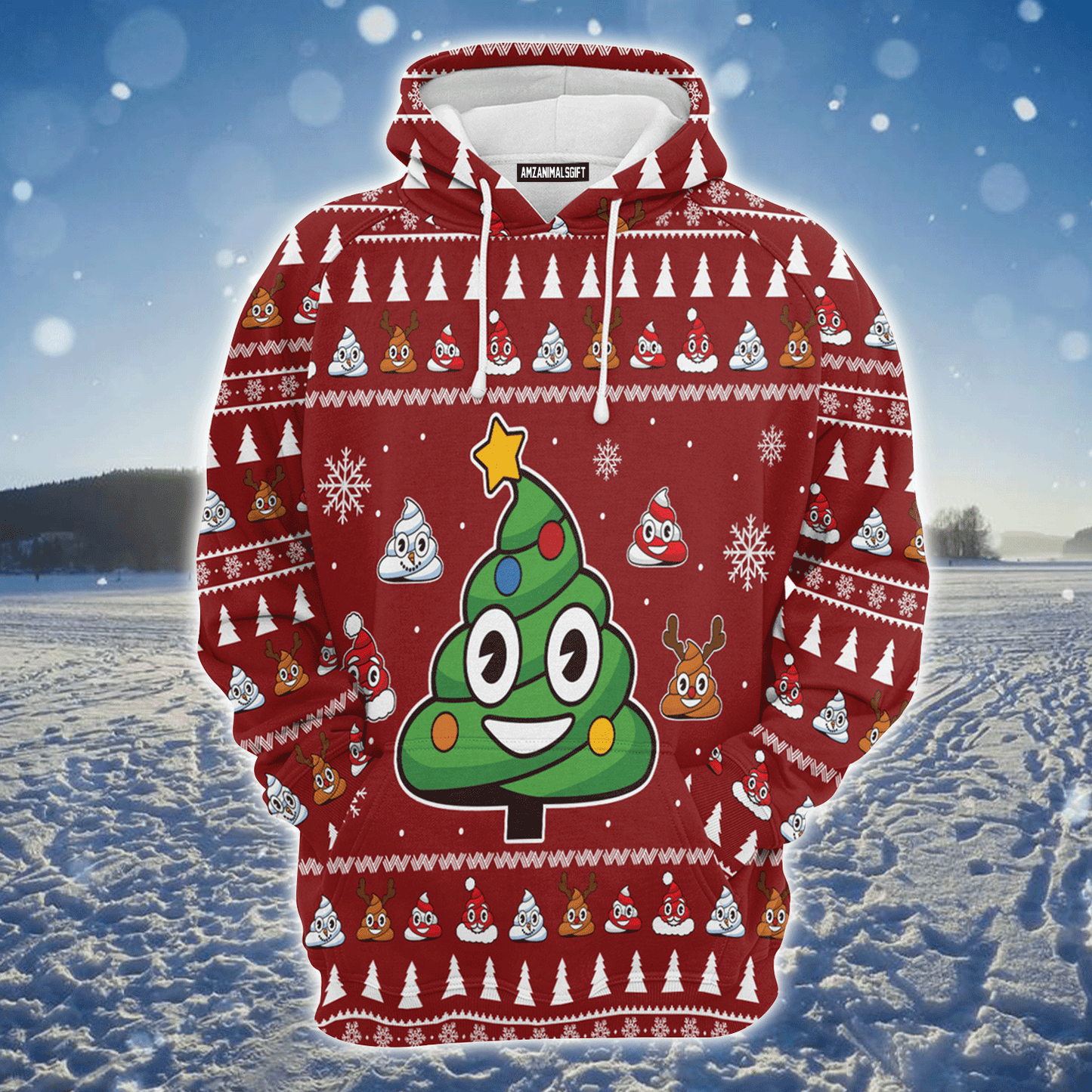 Poop Premium Christmas Hoodie, Poop Christmas Tree Unisex Hoodie For Men & Women - Perfect Gift For Christmas, Family