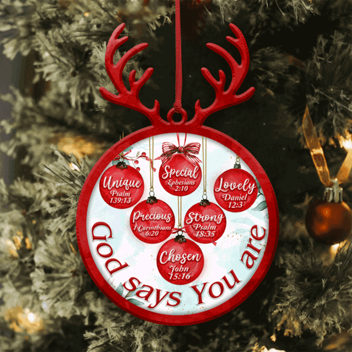Jesus Acrylic Ornament, Christmas Deer Antlers God Says You Are Acrylic Ornament For Christian, God Faith Believers, Holiday Decor