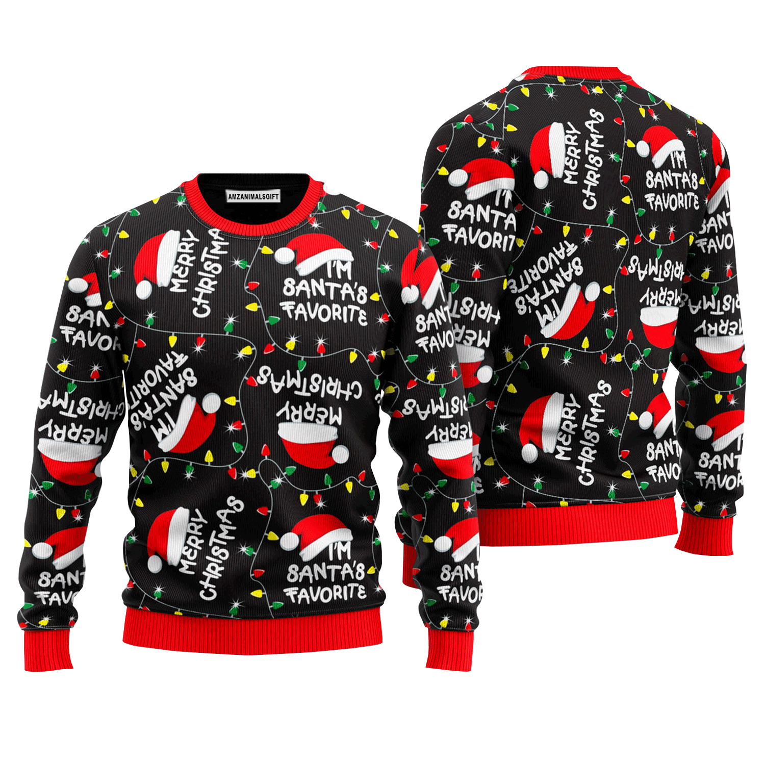 Light Up Pattern Sweater Im Santas Favorite, Ugly Sweater For Men & Women, Perfect Outfit For Christmas New Year Autumn Winter