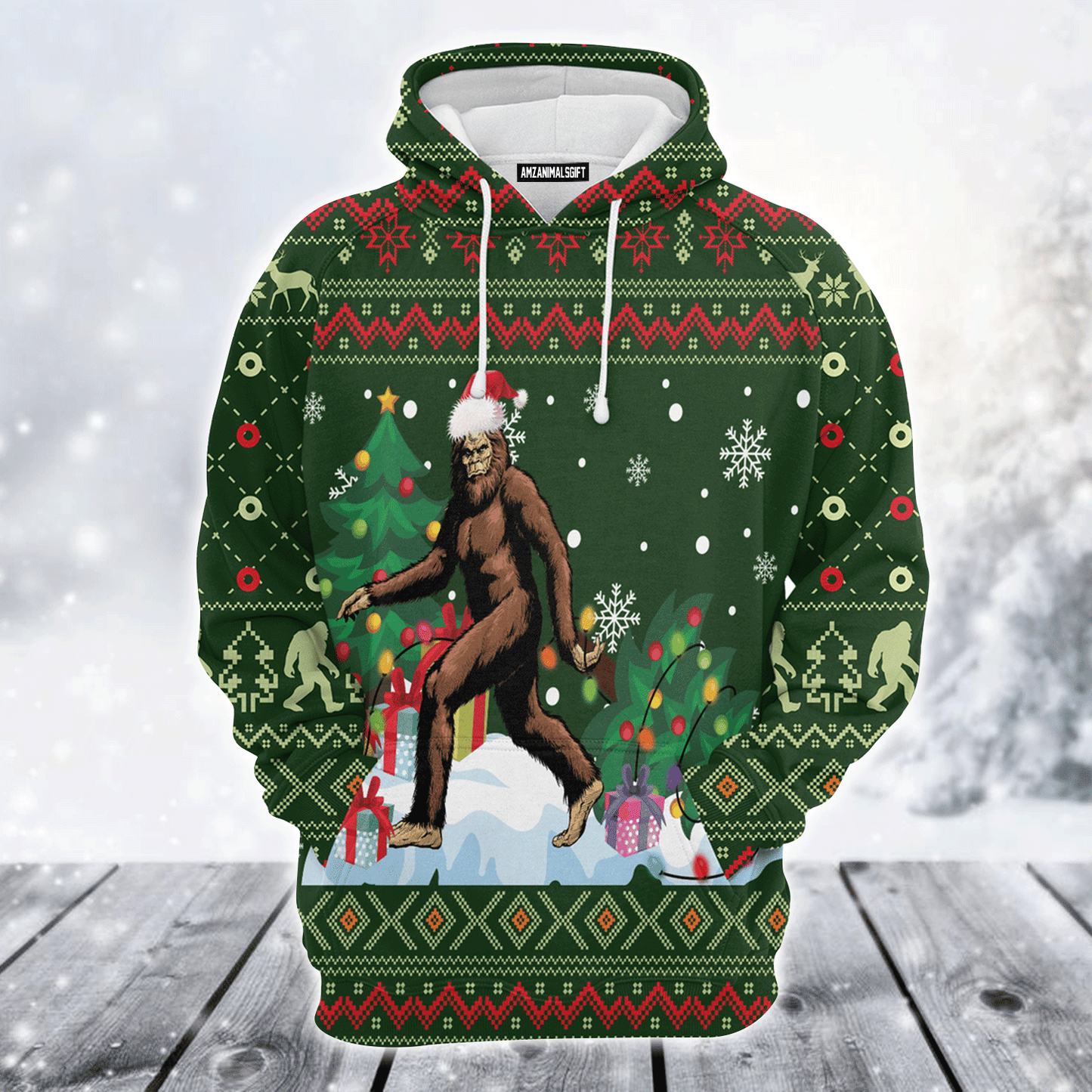 BigFoot Premium Christmas Hoodie, BigFoot Xmas Christmas Pattern Unisex Hoodie For Men & Women - Perfect Gift For Christmas, BigFoot Lover