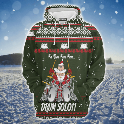 Santa Drum Premium Christmas Hoodie, Funny Santa Drum Solo Unisex Hoodie For Men & Women - Perfect Gift For Christmas, Friends, Family