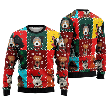 Funny Cartoon Dog Face Sweater, Ugly Sweater For Men & Women, Perfect Outfit For Christmas New Year Autumn Winter