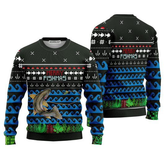 Merry Fishmas Sweater, Ugly Sweater For Men & Women, Perfect Outfit For Christmas New Year Autumn Winter