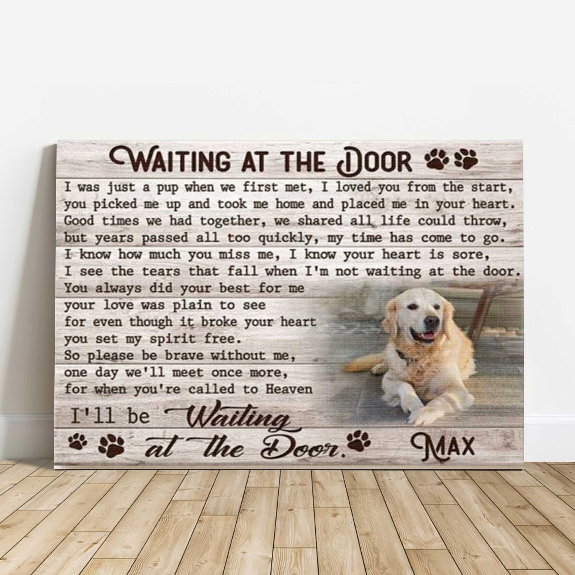 Personalized Dog Landscape Canvas, Memorial Dog Gift, Custom Canvas Prints Memorial Pet Photo Waiting At The Door, Perfect Gift For Dog Lovers, Family