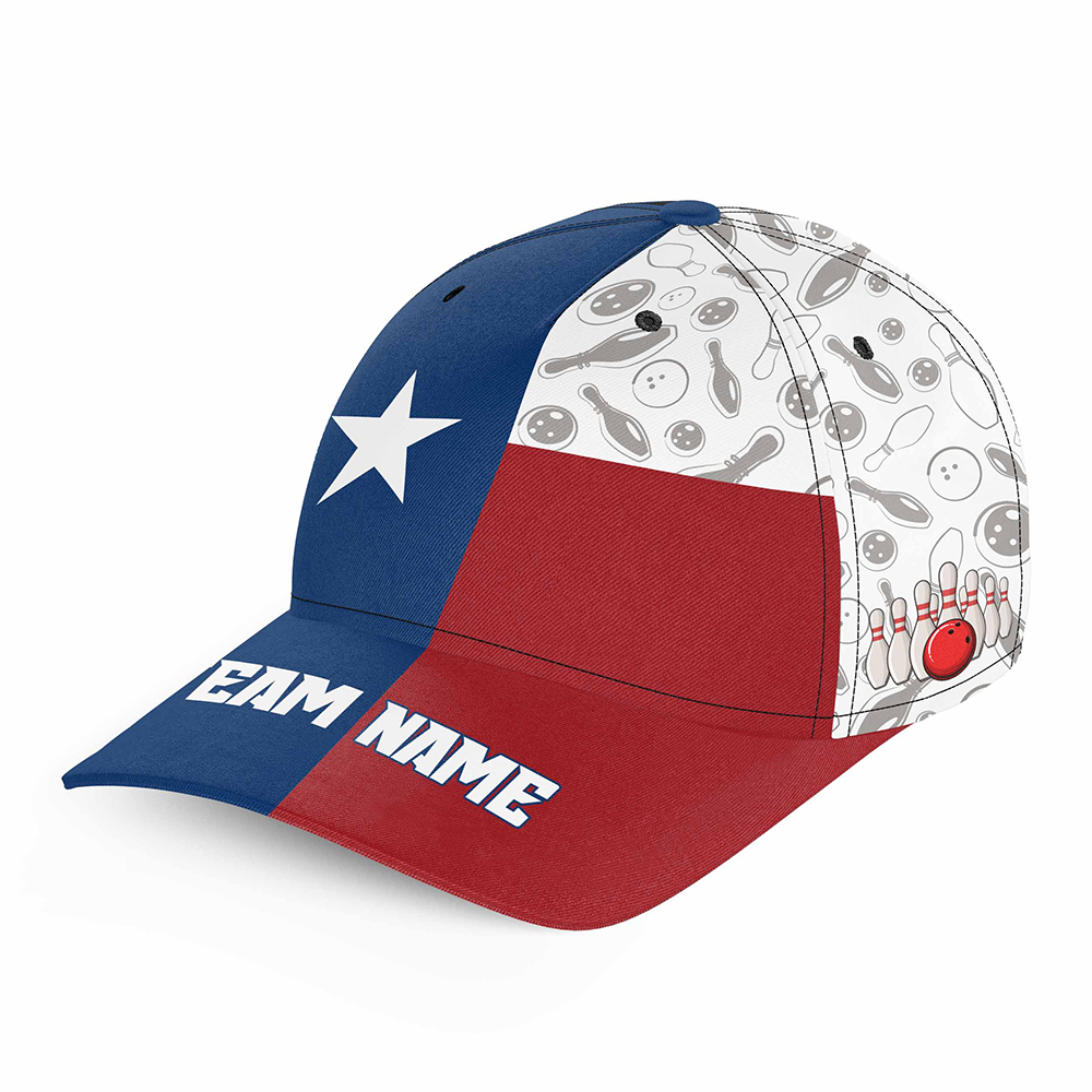 Customized Bowling Classic Cap, Texas Flag Pins Ball Bowling Hat For Men Women, Bowling Lovers, Bowlers, Team League