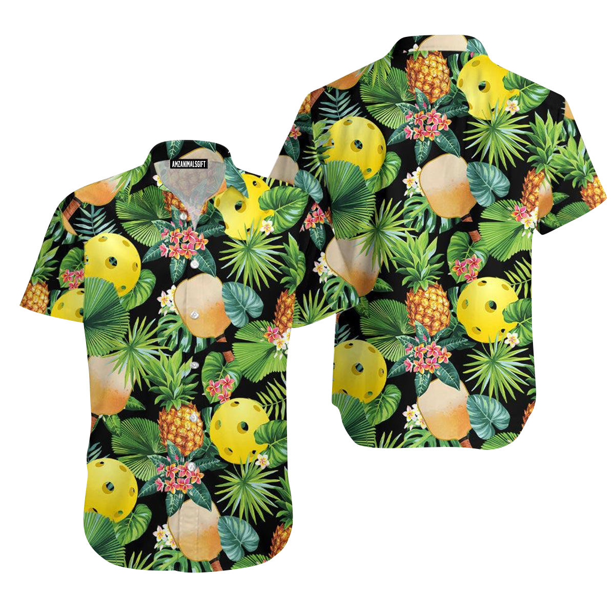 Pickleball Pineapple Tropical Hawaiian Shirt, Perfect Outfit For Men And Women On Summer Tropical Hawaiian Pickleball Lovers