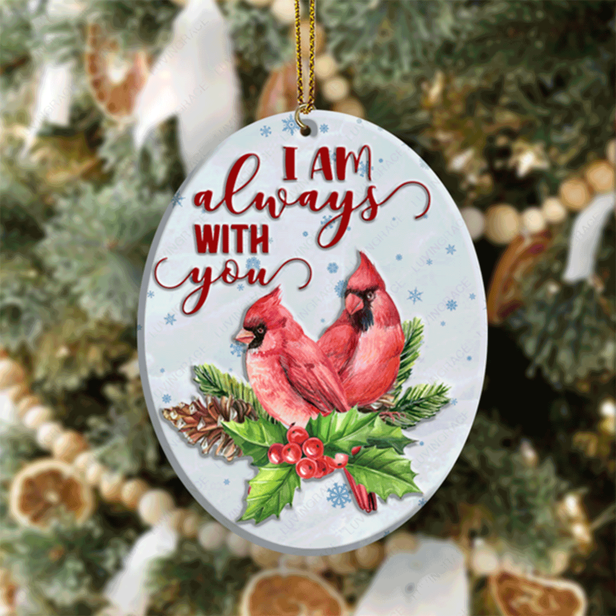 Jesus Acrylic Ornament, Cardinal Flower I Am Always With You Acrylic Ornament For Christian, God Faith Believers, Holiday Decor