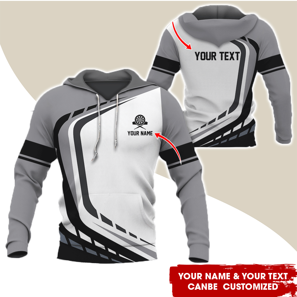 Personalized Darts Premium Hoodie, Customized Name & Text White Darts Hoodie, Perfect Gift For Darts Lovers, Friend, Family