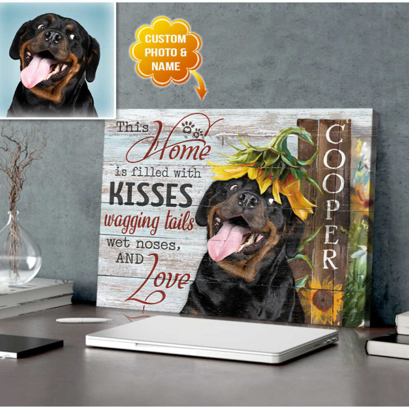 Personalized Dog Landscape Canvas, Custom Photo and Name Dog This home is filled Canvas, Perfect Gift For Dog Lovers, Friend, Family