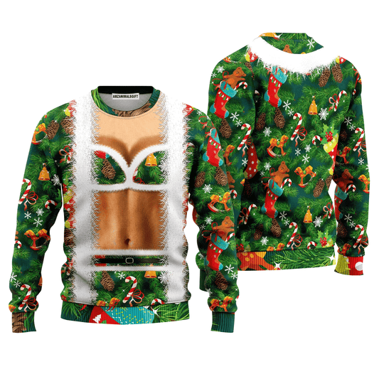 Christmas Funny Faux Bra Suit Sweater, Ugly Sweater For Men & Women, Perfect Outfit For Christmas New Year Autumn Winter