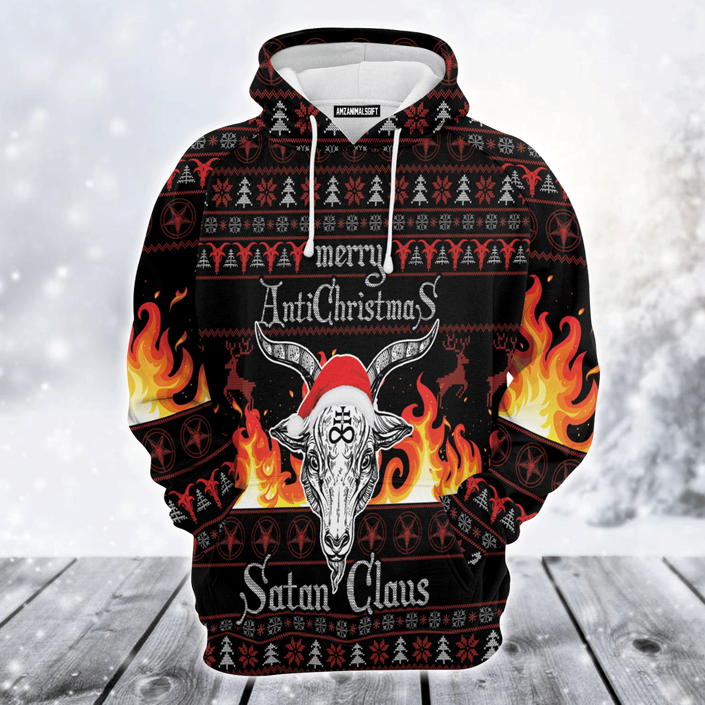 Satan Claus Premium Christmas Hoodie, Fire AntiChristmas Unisex Hoodie For Men & Women - Perfect Gift For Christmas, Friends, Family