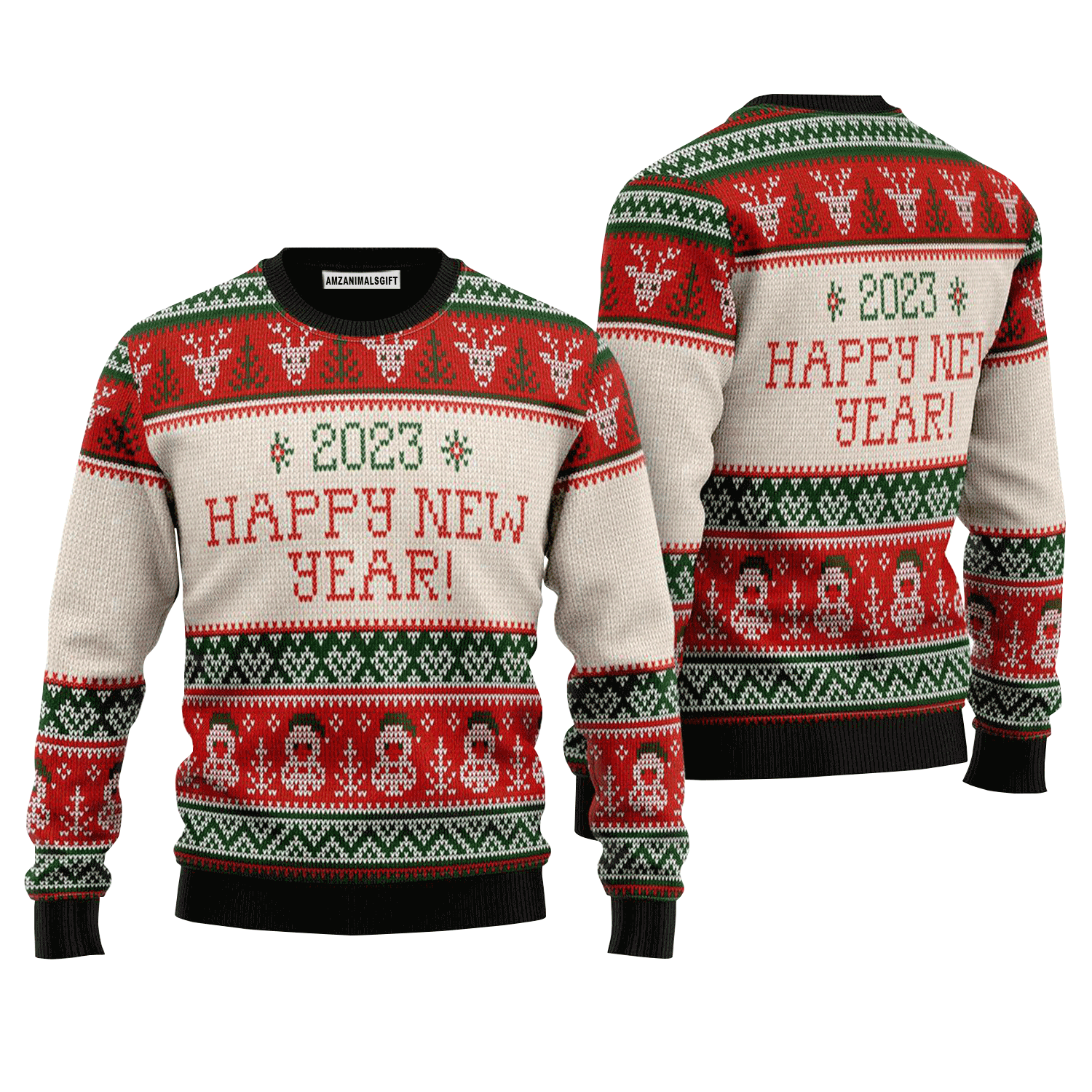 Happy Holiday Pattern Sweater, Ugly Sweater For Men & Women, Perfect Outfit For Christmas New Year Autumn Winter