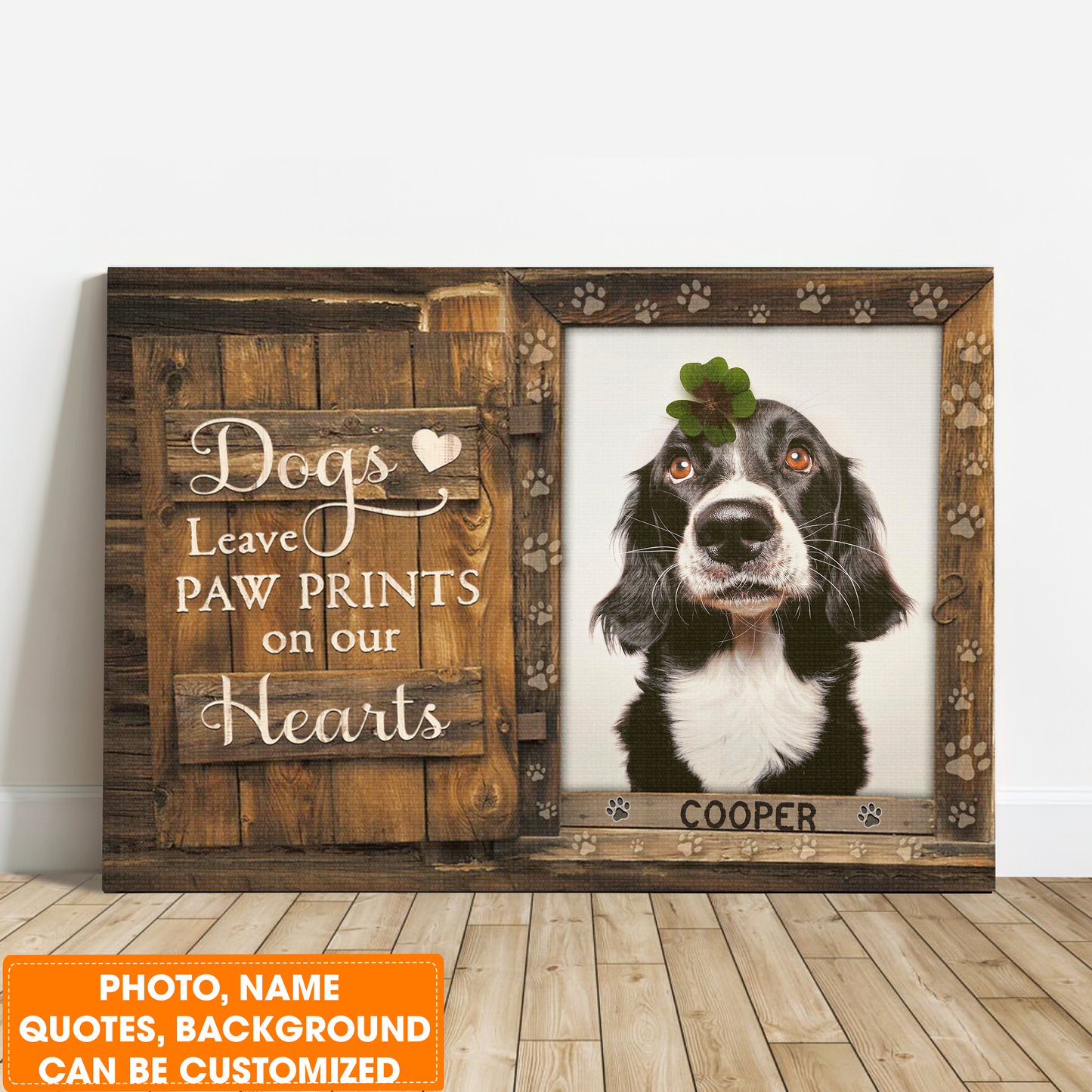 Personalized Dog Landscape Canvas, Custom Pet Photo, Pet Name For Your Hairy friend, Perfect Gift For Dog Lovers, Friend, Family