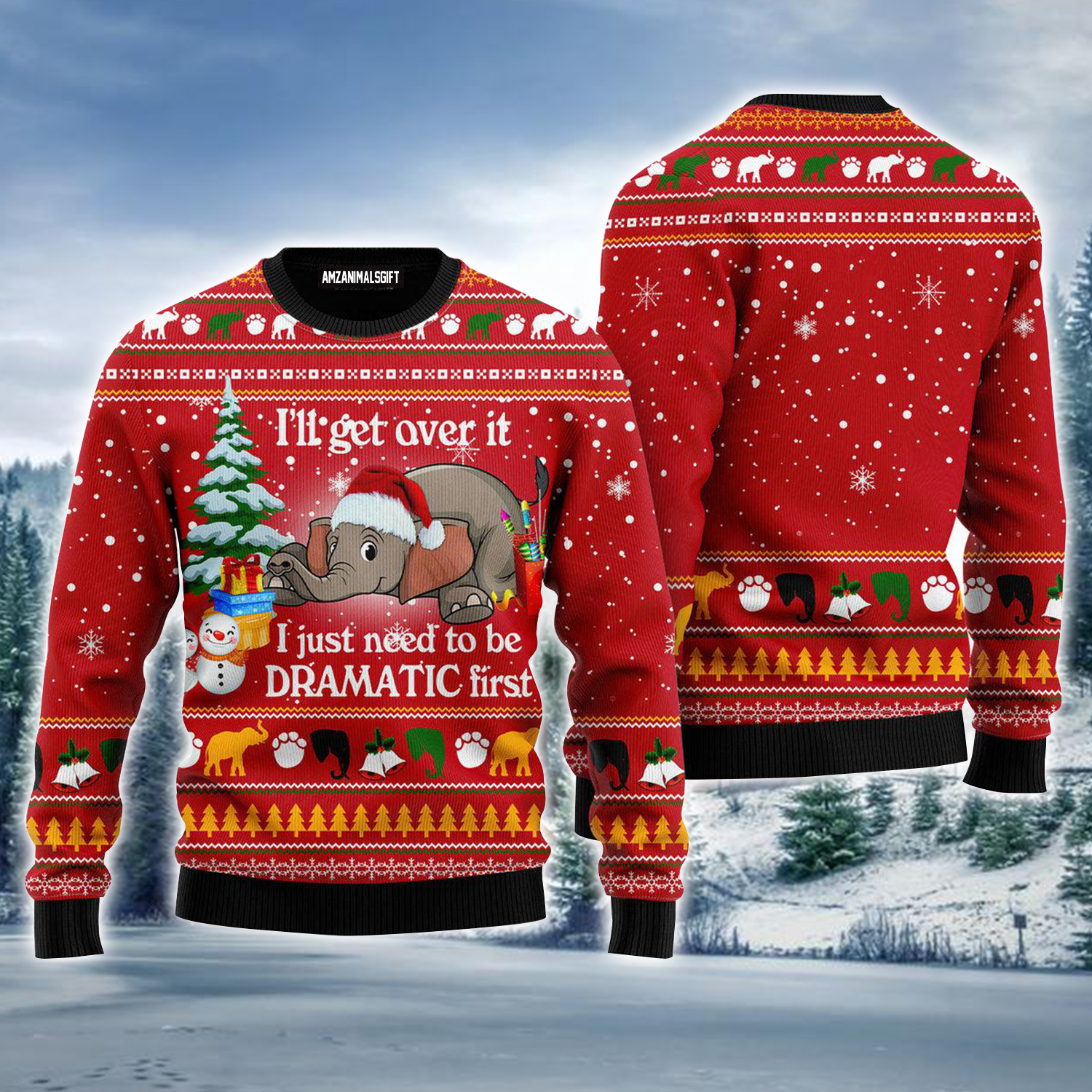 Elephant Ugly Sweater, Funny Elephant I ‘ll Get Over It Ugly Sweater For Men & Women, Perfect Gift For Elephant Lovers, Friends, Family