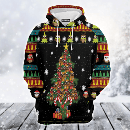 Owl Premium Christmas Hoodie, Owl Christmas Tree Christmas Unisex Hoodie For Men & Women - Perfect Gift For Christmas, Owl Lovers