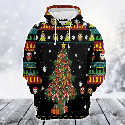Owl Premium Christmas Hoodie, Owl Christmas Tree Christmas Unisex Hoodie For Men & Women - Perfect Gift For Christmas, Owl Lovers