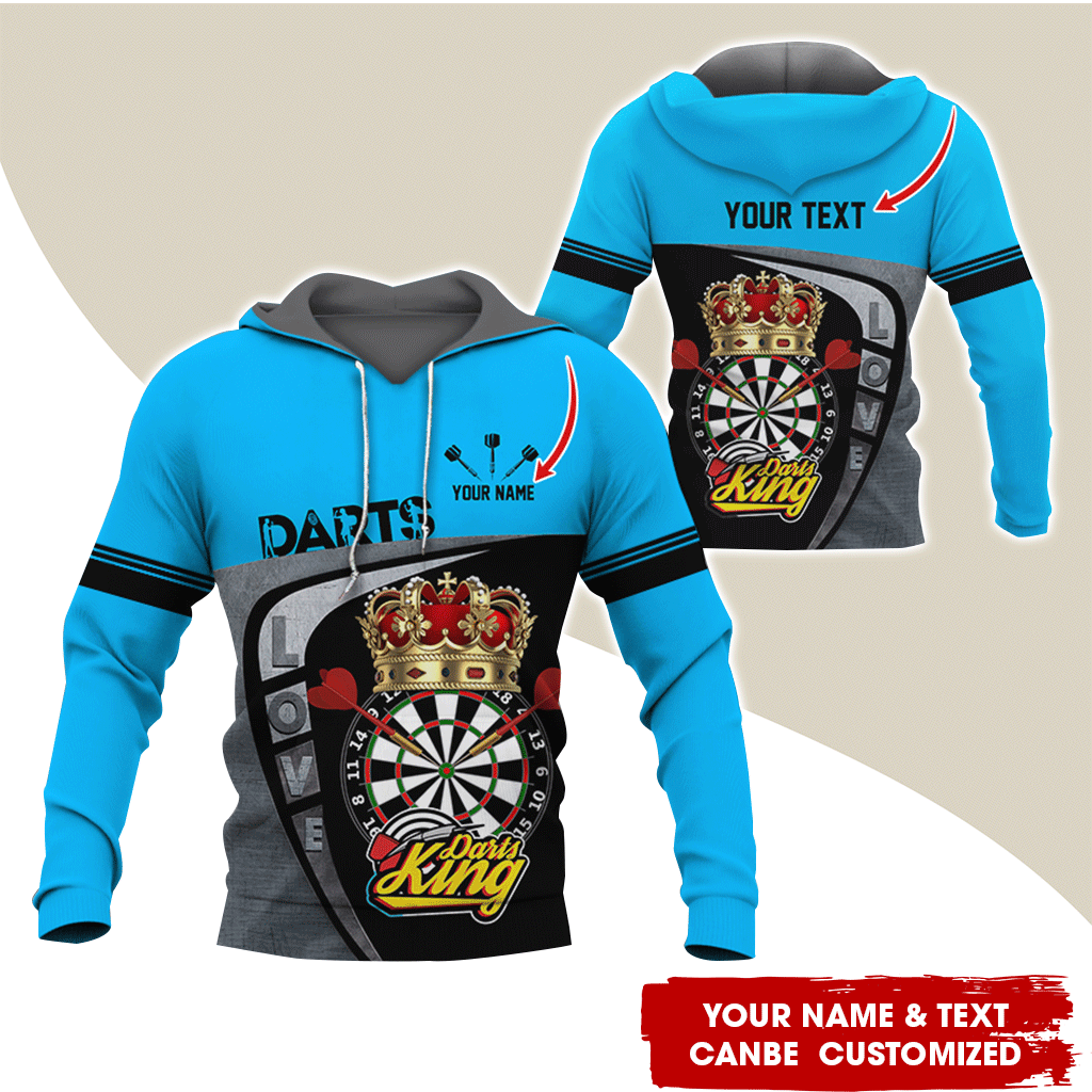 Customized Darts Premium Hoodie, Personalized Name & Text Darts Hoodie, Darts King Hoodie, Perfect Gift For Darts Lovers, Friend, Family