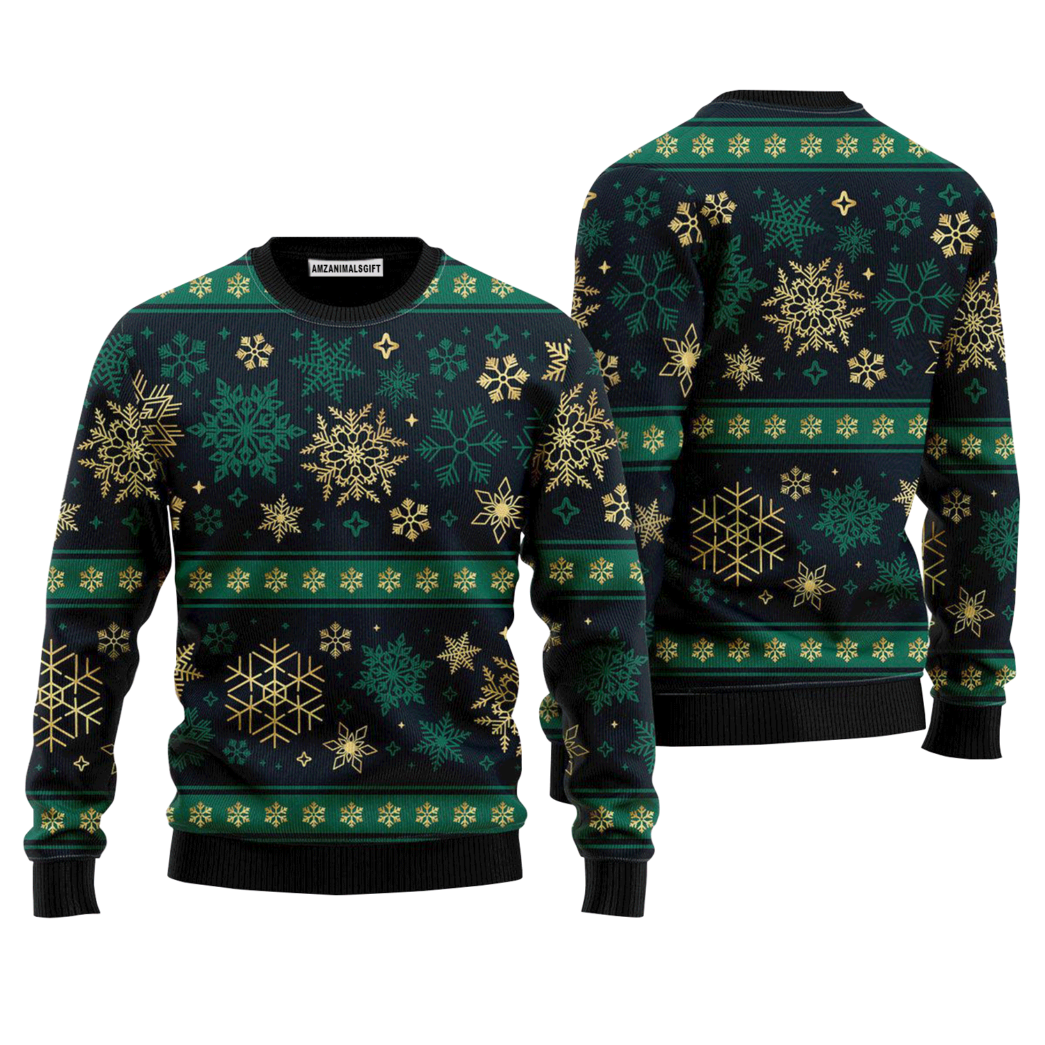 Green Let It Snow Pattern Sweater, Ugly Sweater For Men & Women, Perfect Outfit For Christmas New Year Autumn Winter