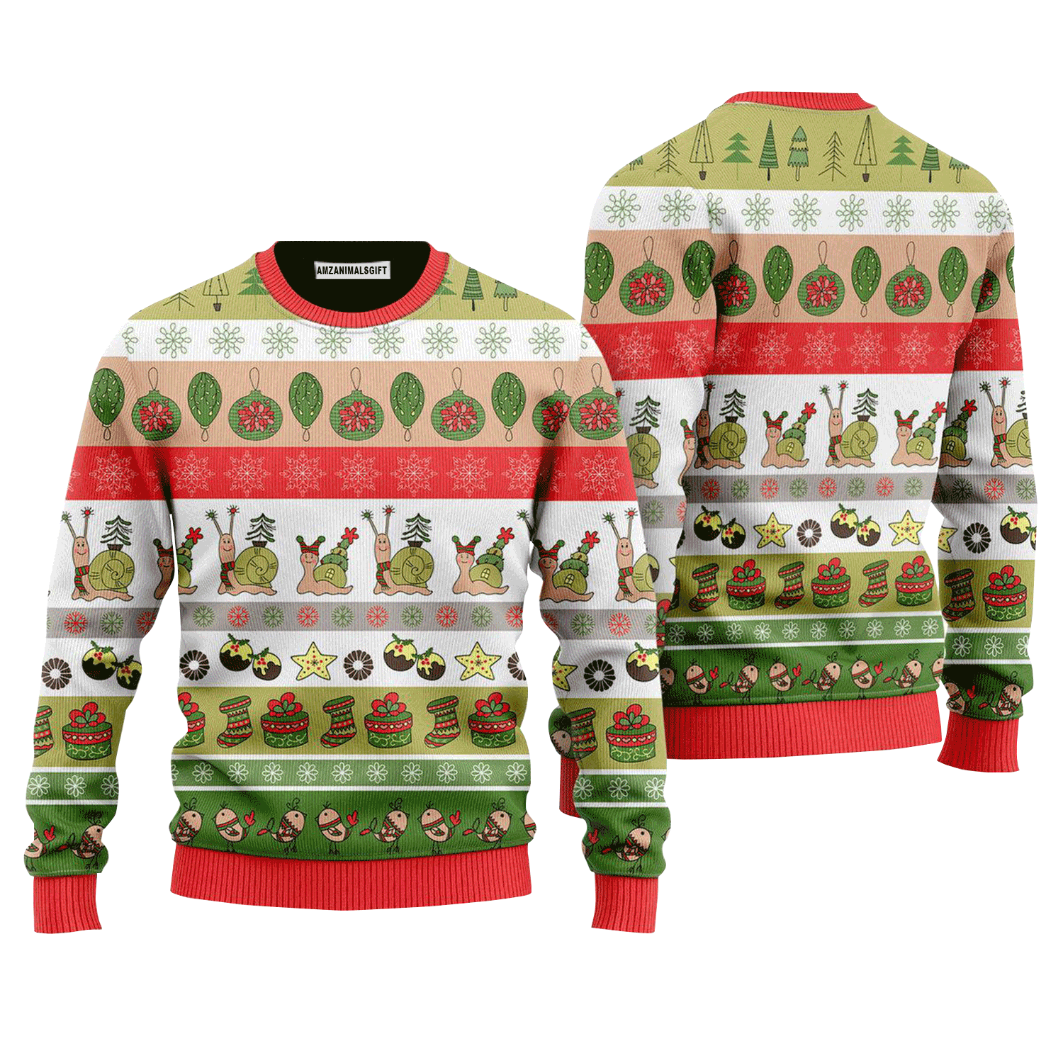 Christmas Funny Smiley Snail Pattern Sweater, Ugly Sweater For Men & Women, Perfect Outfit For Christmas New Year Autumn Winter