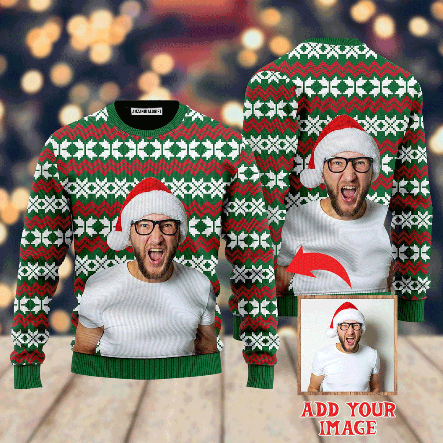 Custom Funny Photo On Old Knit Style Christmas Sweater, Ugly Sweater For Men & Women, Perfect Outfit For Christmas New Year Autumn Winter