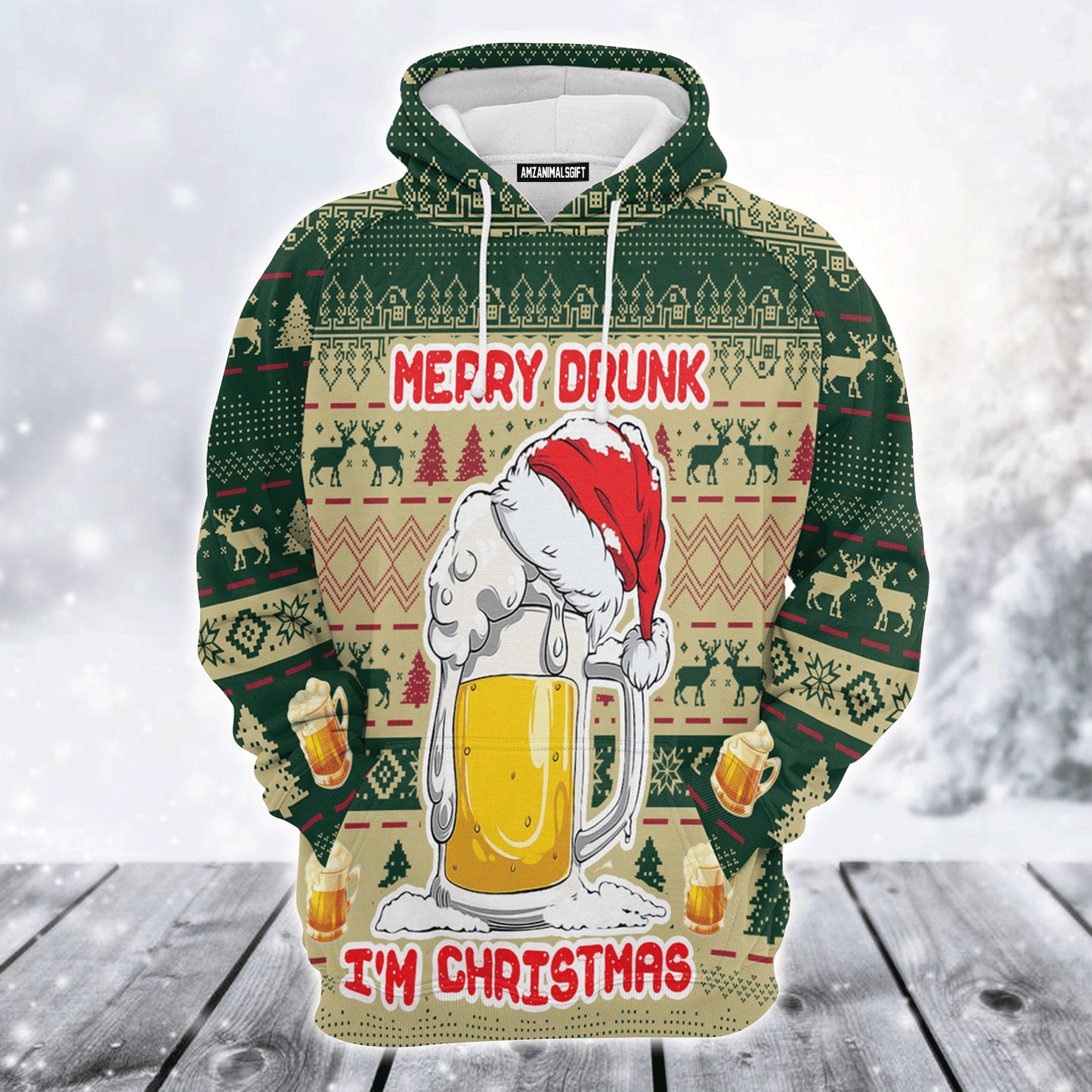 Beer Lover Premium Christmas Hoodie, Merry Drunk I'm Christmas Unisex Hoodie For Men & Women - Perfect Gift For Christmas, Beer Lover