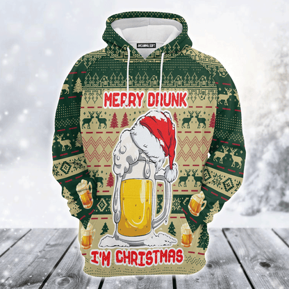 Beer Lover Premium Christmas Hoodie, Merry Drunk I'm Christmas Unisex Hoodie For Men & Women - Perfect Gift For Christmas, Beer Lover