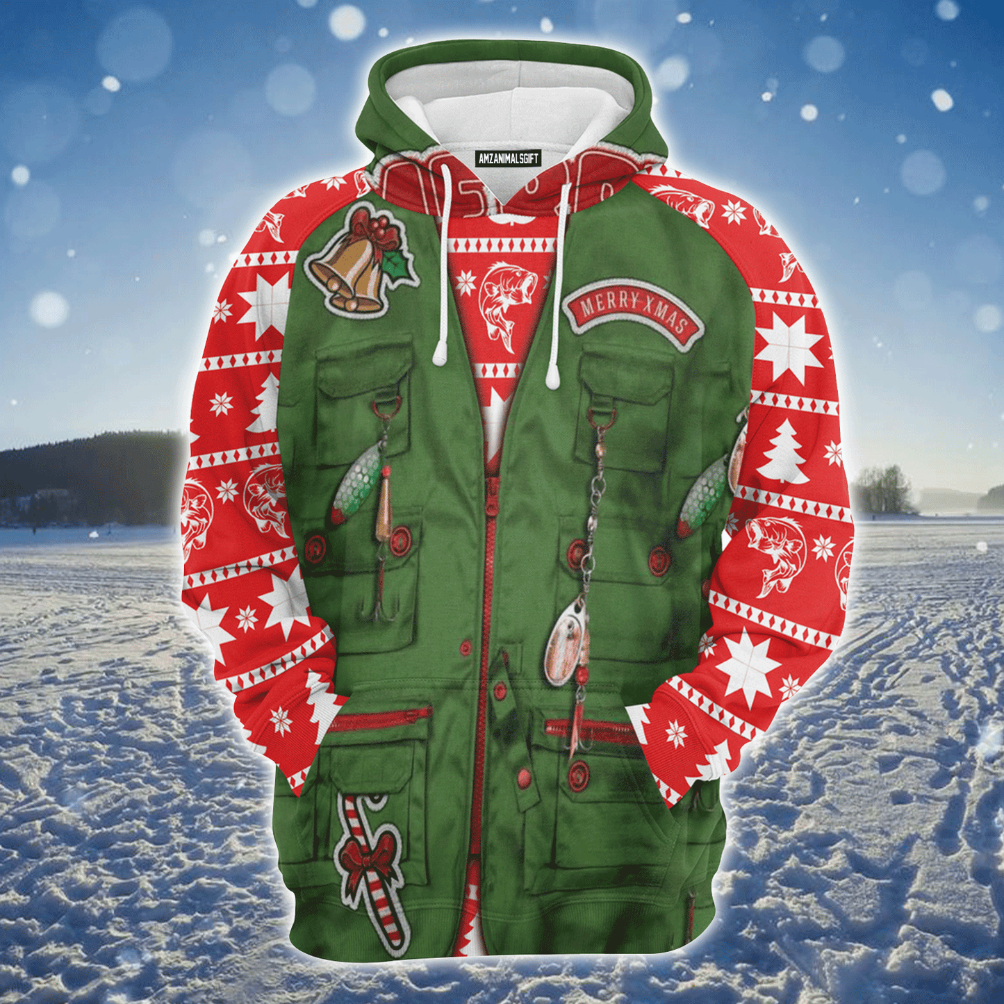 Fishing Premium Christmas Hoodie, Merry Fishmas Unisex Hoodie For Men & Women - Perfect Gift For Christmas, Friends, Family, Fishing Lover