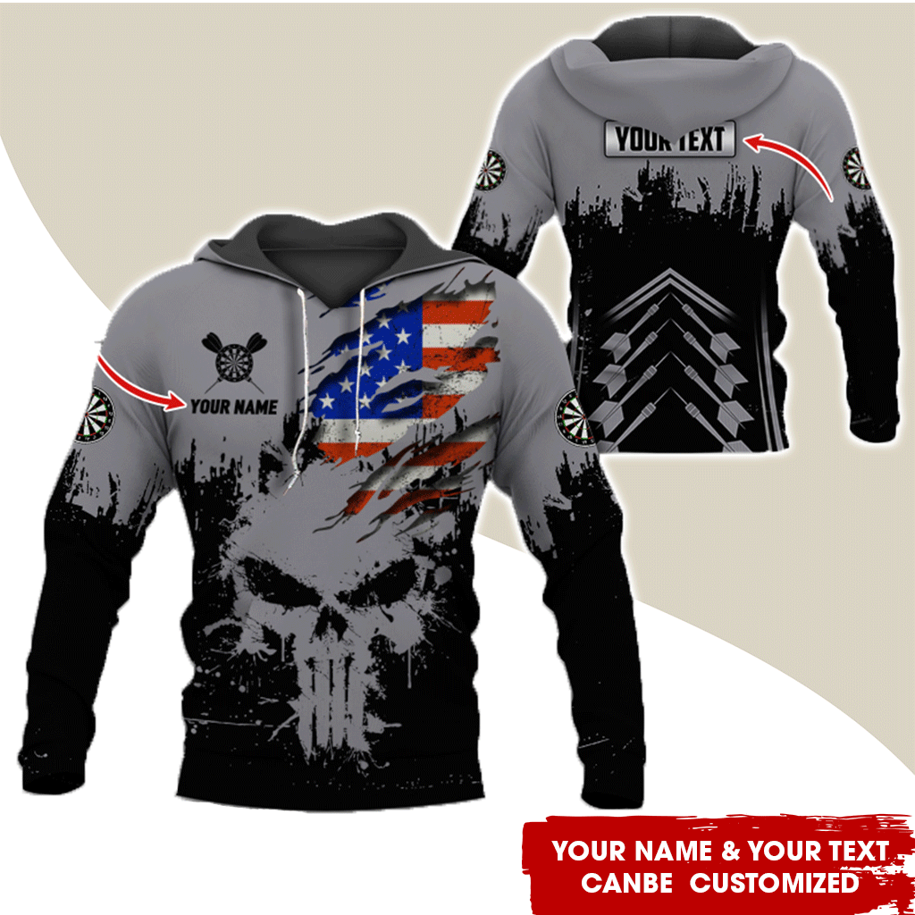 Customized Name & Text Darts Premium Hoodie, Custom National Flag Darts Hoodie For Men & Women, Perfect Gift For Darts Lovers, Darts Player