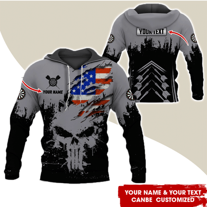 Customized Name & Text Darts Premium Hoodie, Custom National Flag Darts Hoodie For Men & Women, Perfect Gift For Darts Lovers, Darts Player