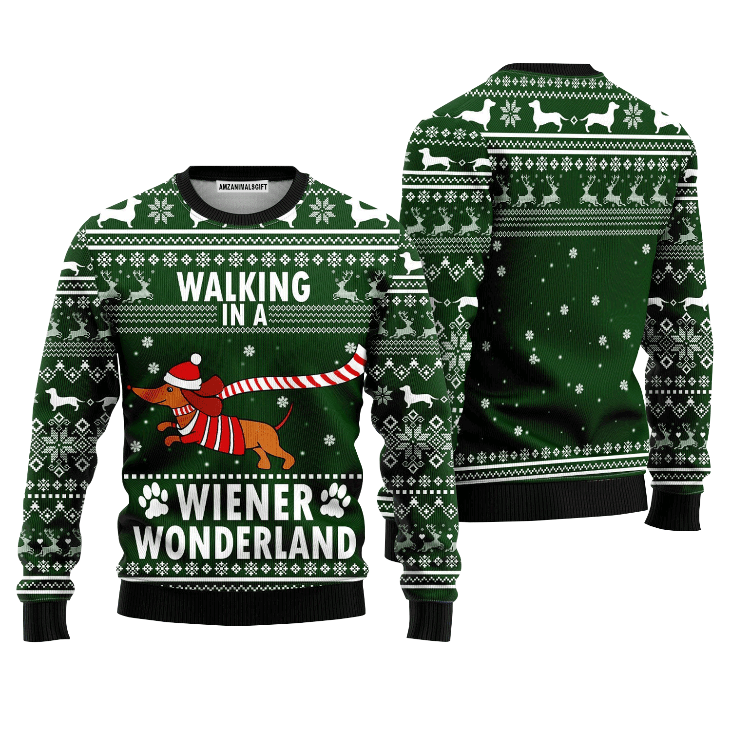 Dachshund Dog Walking In A Wiener Wonderland Sweater, Ugly Sweater For Men & Women, Perfect Outfit For Christmas New Year Autumn Winter