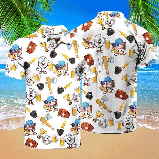 Baseball Men Polo Shirt, Baseball And Beer Pattern Polo Shirt For Men, Perfect Polo Shirt For Baseball Lovers