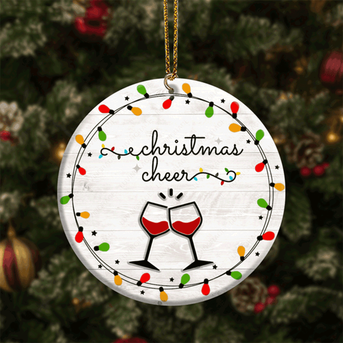 Jesus Acrylic Ornament, Christmas Cheer Lights And Champagne Acrylic Ornament For Christian, God Faith Believers, Holiday Decor