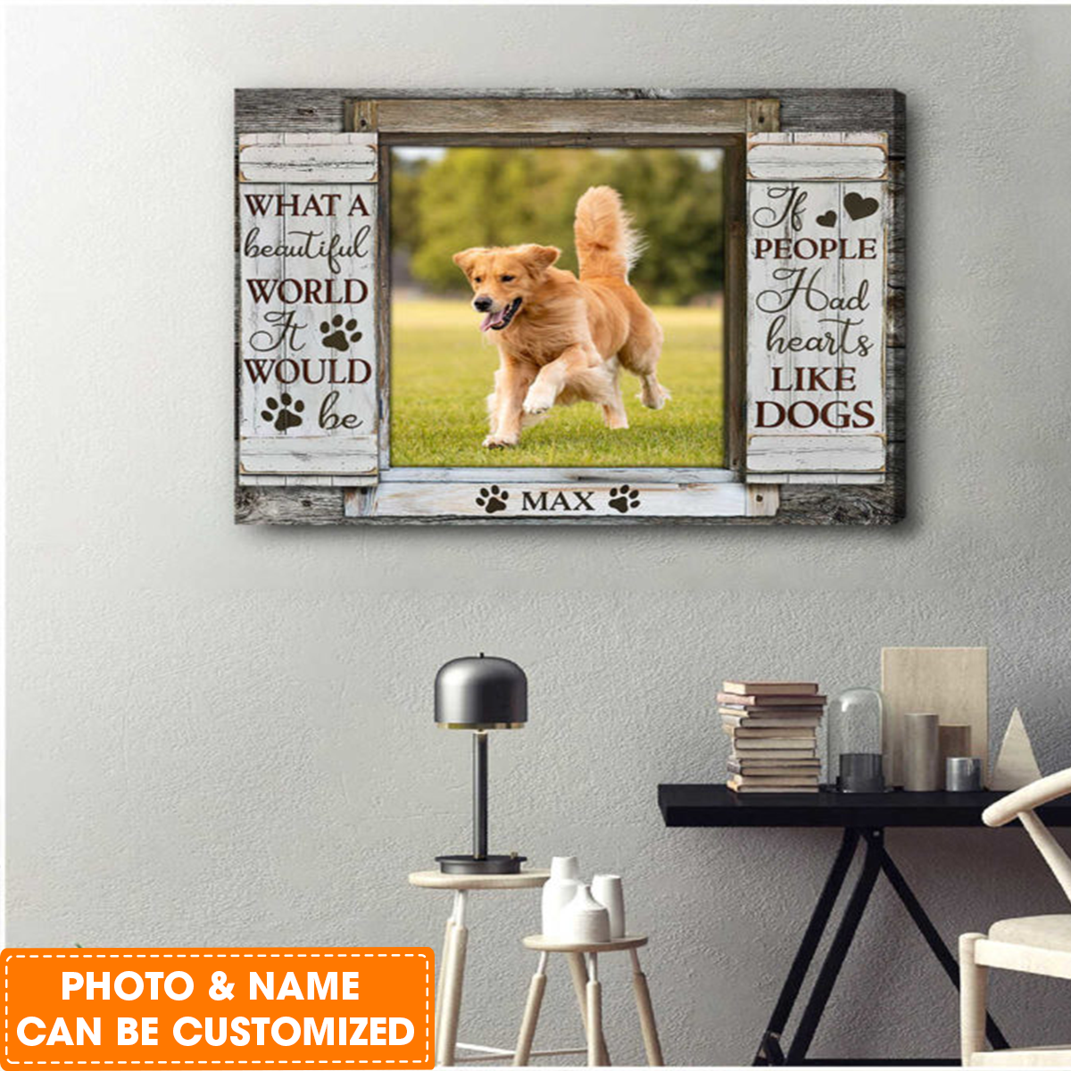 Personalized Dog Landscape Canvas, Custom Pet Photo If people had hearts like dogs Canvas, Perfect Gift For Dog Lovers, Friend, Family