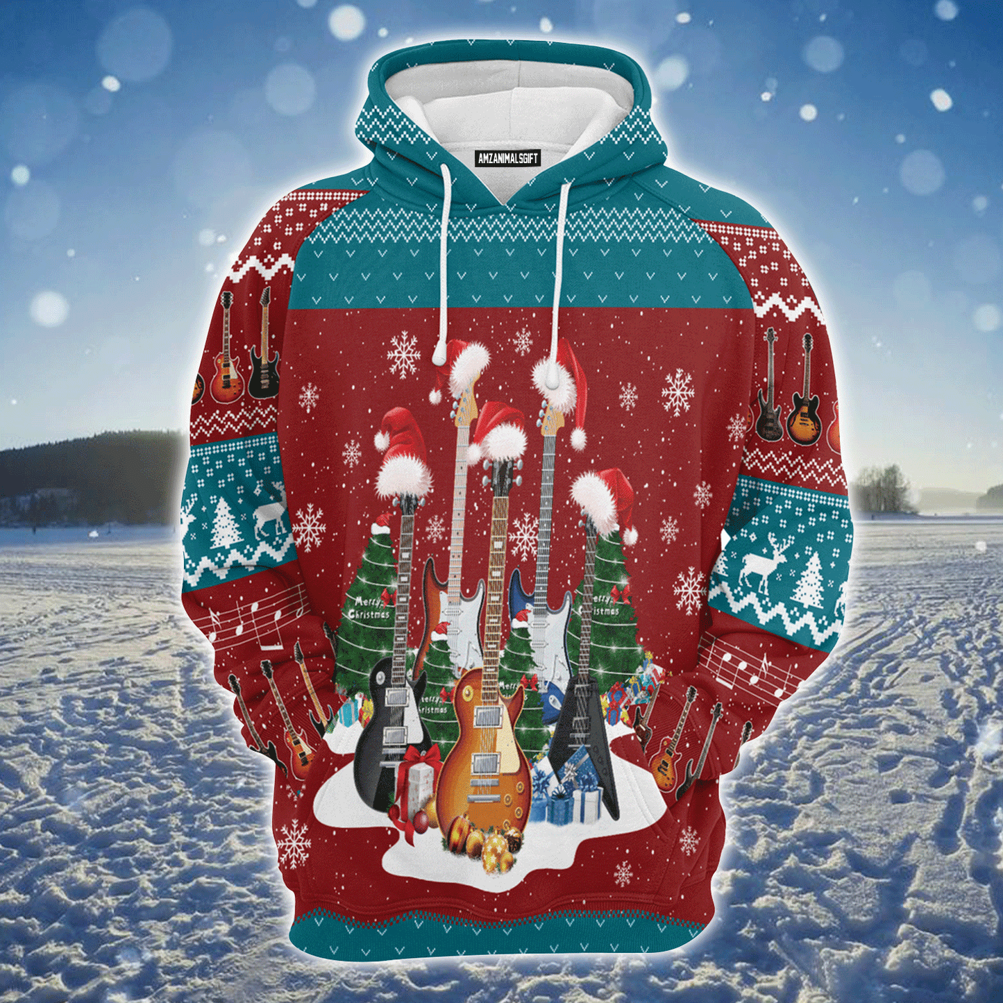Guitar Premium Christmas Hoodie, Guitar Christmas Unisex Hoodie For Men & Women - Perfect Gift For Christmas, Guitar Lover, Family