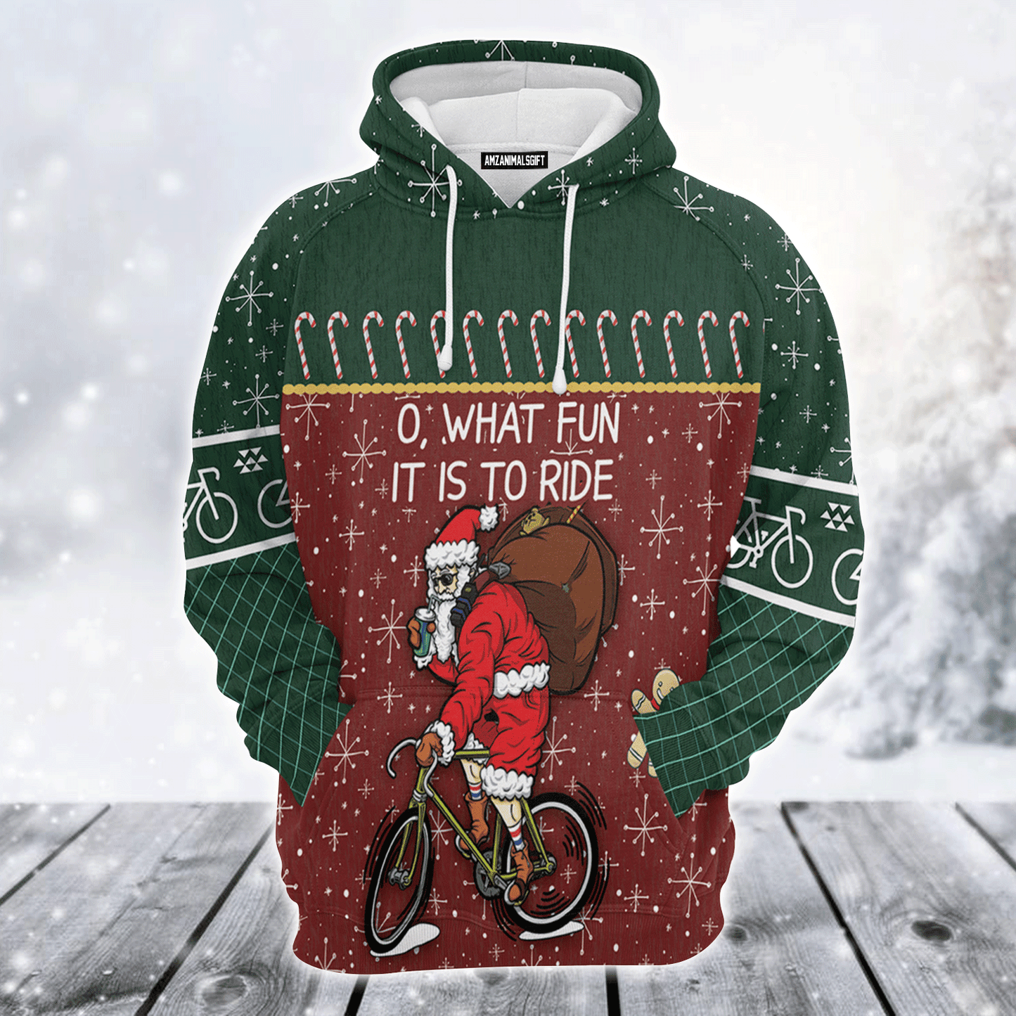 Santa Premium Christmas Hoodie, Funny Santa Cycling Unisex Hoodie For Men & Women - Perfect Gift For Christmas, Friends, Family